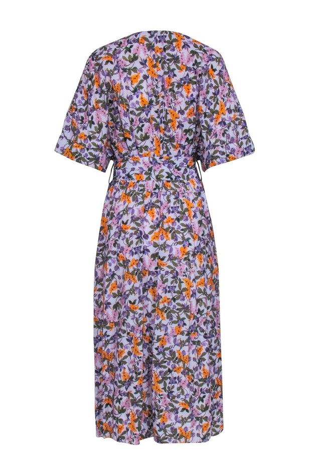 Current Boutique-Vince - Lavender & Multi color Floral Print Short Sleeve Dress Sz S