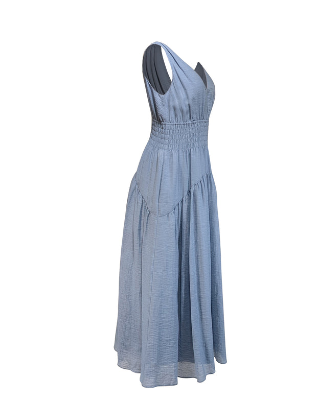 Current Boutique-Vince - Light Blue Tiered Sleeveless Midi Dress Sz S