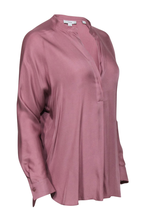 Current Boutique-Vince - Light Pink Silk Blend V-neck Blouse Sz S