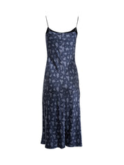 Current Boutique-Vince - Navy & Light Blue Floral Print Silk Midi Slip Dress Sz XS