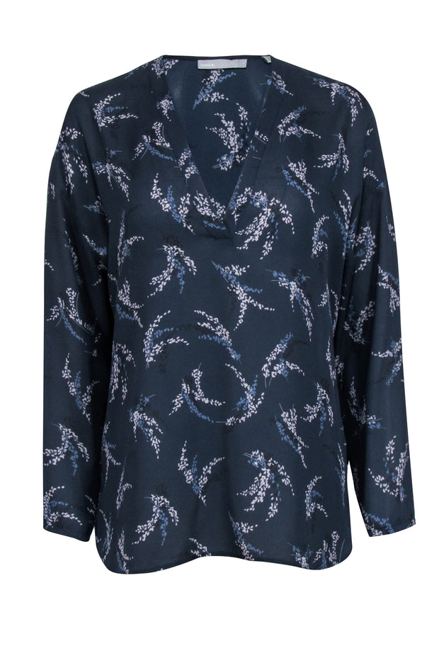 Current Boutique-Vince - Navy Sprig Floral Print Blouse Sz M