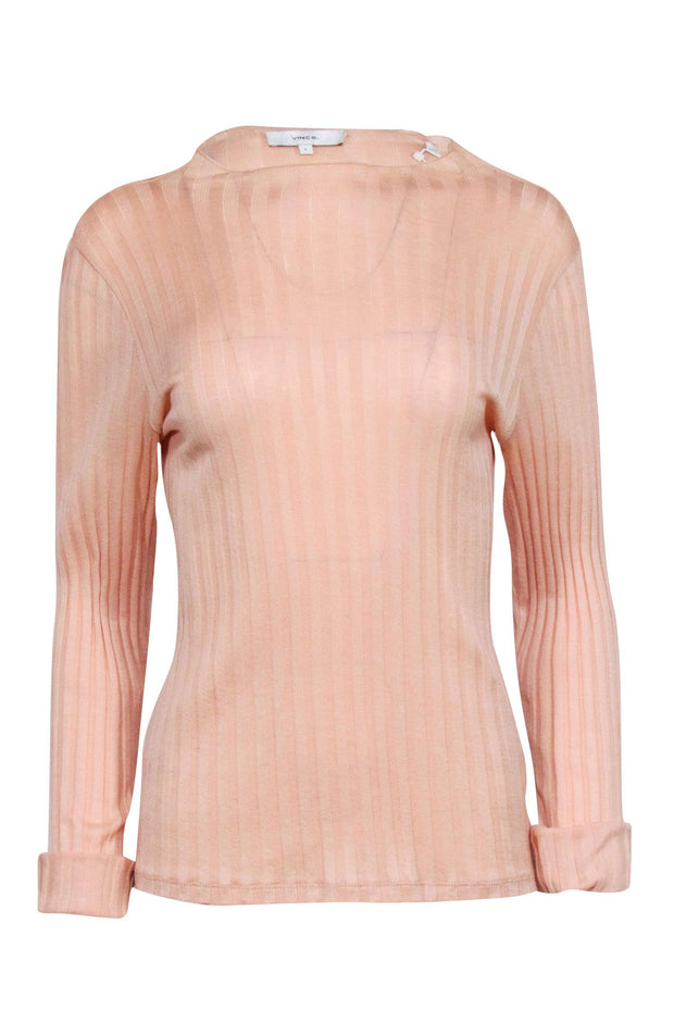 Current Boutique-Vince - Peach Ribbed Long Sleeve Knit Top Sz L