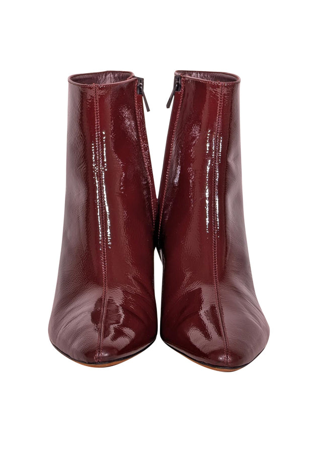 Current Boutique-Vince - Red Wine Patent Leather "Charli" Short Boots Sz 8.5