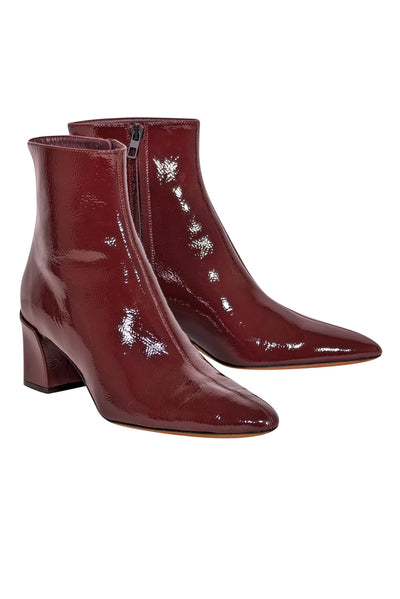 Current Boutique-Vince - Red Wine Patent Leather "Charli" Short Boots Sz 8.5