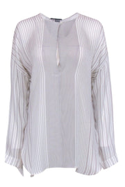 Current Boutique-Vince - White & Black Stripe Silk Blouse Sz M