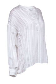 Current Boutique-Vince - White Striped Long Sleeve Tunic Shirt Sz M