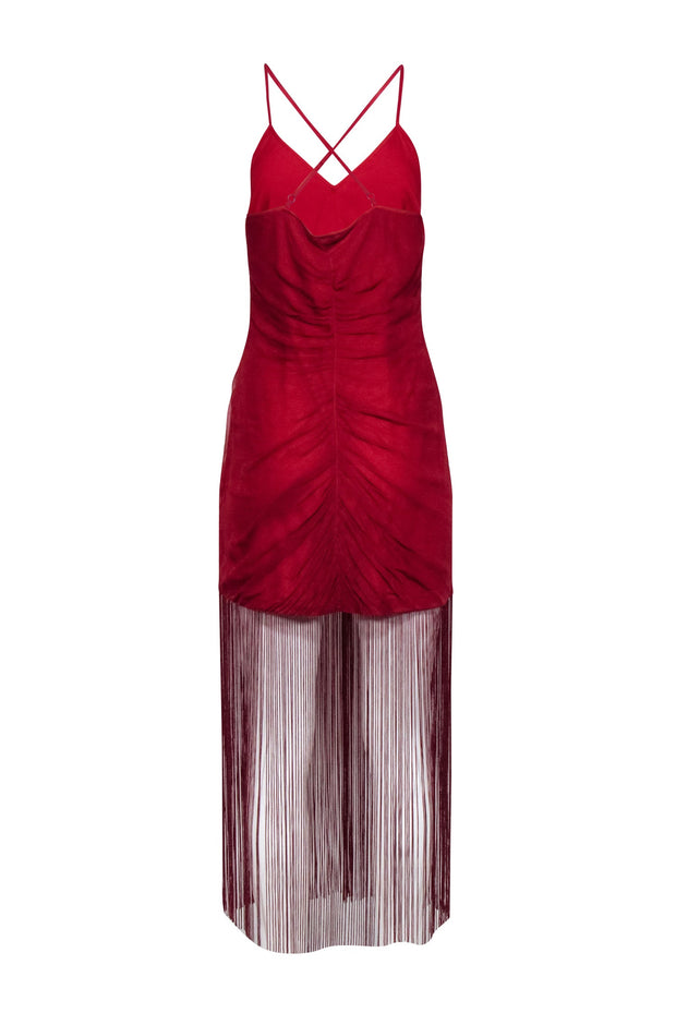 Current Boutique-Vineet Bahl - Red Cross Back Fringe Hem Dress Sz L