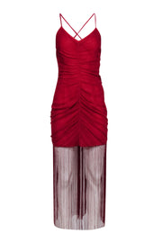 Current Boutique-Vineet Bahl - Red Cross Back Fringe Hem Dress Sz L