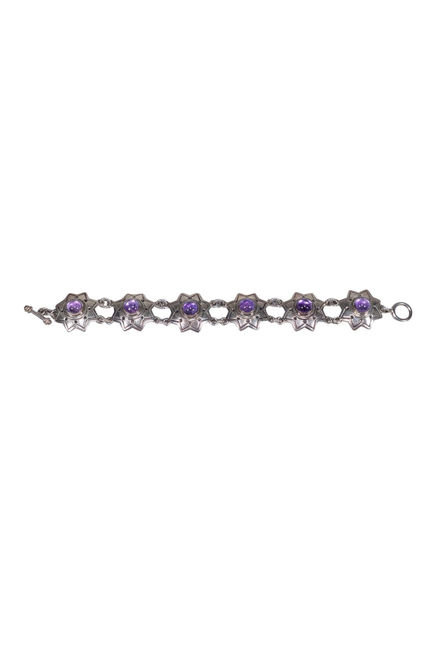 Current Boutique-Vintage - Silver Star Bracelet w/ Purple Center Stones