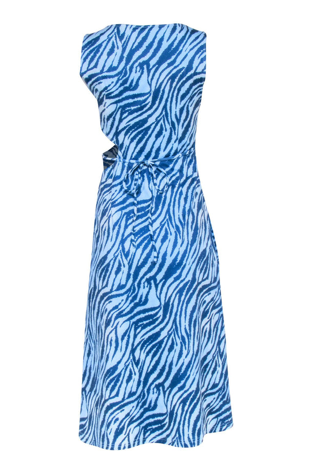 Current Boutique-Vivienne Hu - Blue Zebra Sleeveless Side Cut Out Dress Sz 2