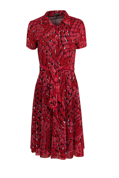 Current Boutique-Vivienne Tam - Red, Pink, & Black Print Collar Neckline Dress Sz 2