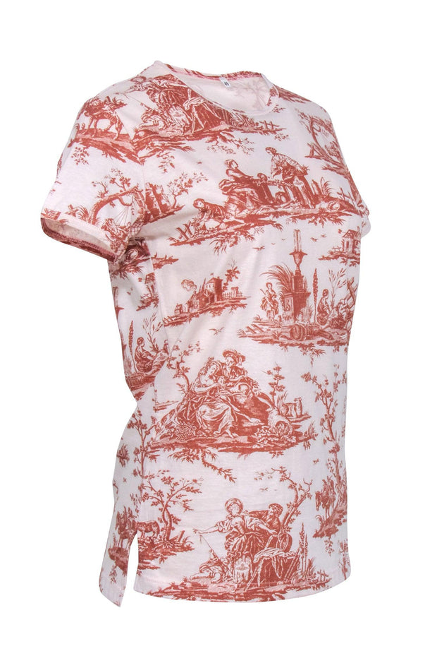 Current Boutique-Vivienne Westwood - Cream & Rust Toile Print Short Sleeve Shirt Sz 10