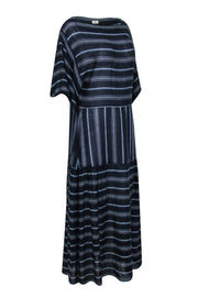 Current Boutique-Warm - Navy Blue Stripe Maxi Dress w/ Kimono Sleeves Sz 2