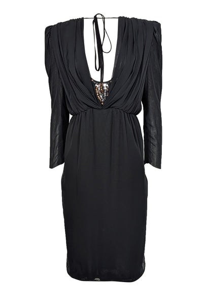 Current Boutique-Wayne Clark - Black Long Sleeve w/ Sequin Detail Midi Dress Sz 6