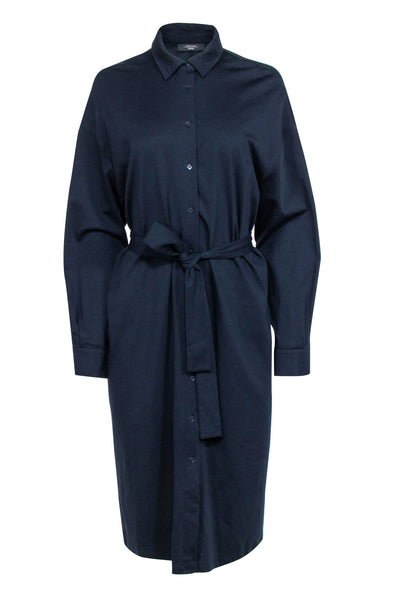 Current Boutique-Weekend Max Mara - Navy Long Sleeve Shirt Dress Sz L