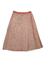 Current Boutique-Weekend Max Mara - Salmon & White Floral Print Silk Skirt Sz 6