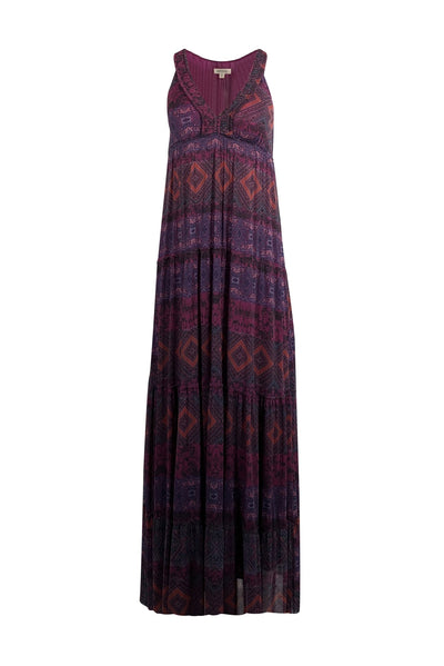 Current Boutique-Weston - Purple, Pink, & Green Boho Print Maxi Dress Sz S