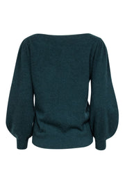 Current Boutique-White & Warren - Green Cashmere Blouson Sleeve Sweater Sz L