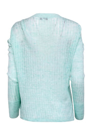 Current Boutique-White & Warren - Mint Green V-Neck Ribbed Knit Sweater Sz L