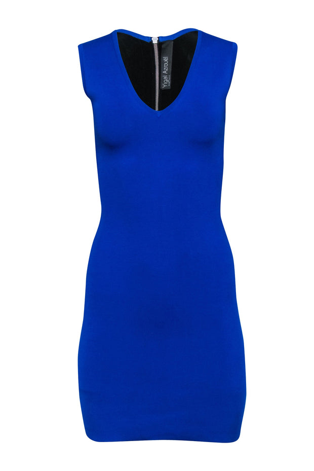 Current Boutique-Yigal Azrouel - Blue Sleeveless Knit Mini Dress w/ Contrast Back Panel Sz XS