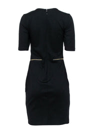 Current Boutique-Yoana Baraschi - Black Crop Sleeve Gold Zipper Detail Dress Sz 6