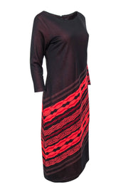 Current Boutique-Yoana Baraschi - Red & Maroon Stripe Woven Dress Sz L