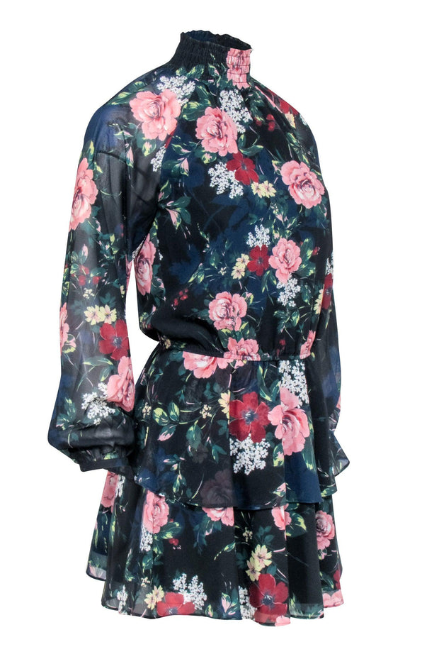 Current Boutique-Yumi Kim - Black Floral Long Sleeve Dress Sz XS