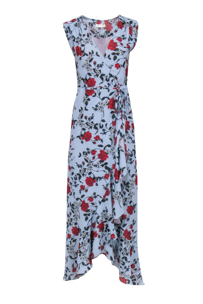 Current Boutique-Yumi Kim - Blue w/ Red Froral Print Wrap Maxi Dress Sz XS