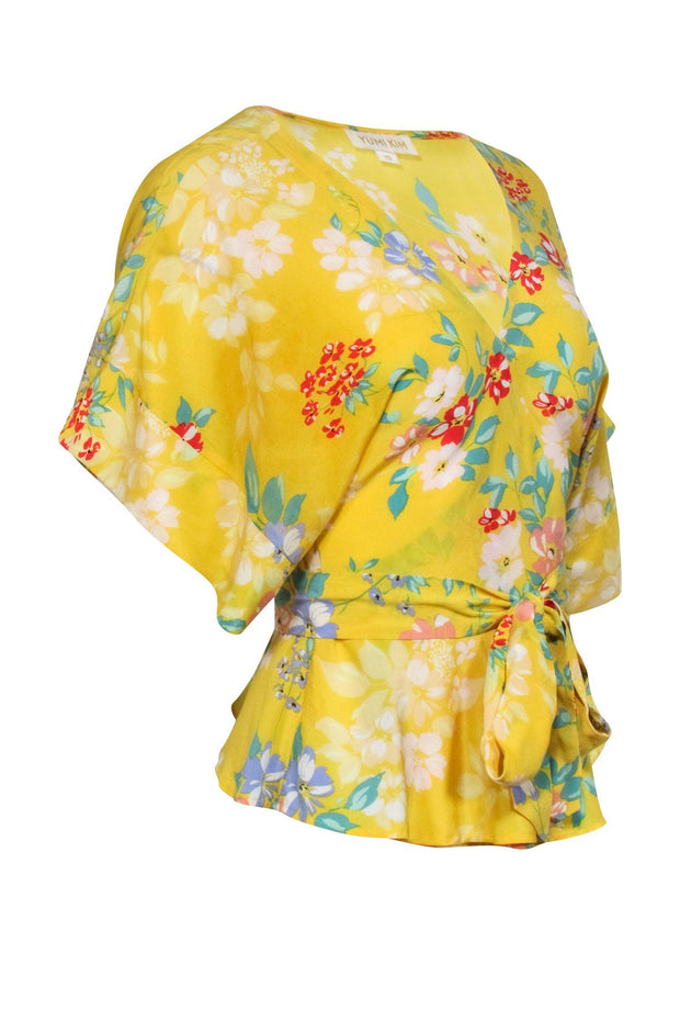 Current Boutique-Yumi Kim - Yellow Floral Print Wrap Blouse Sz XS