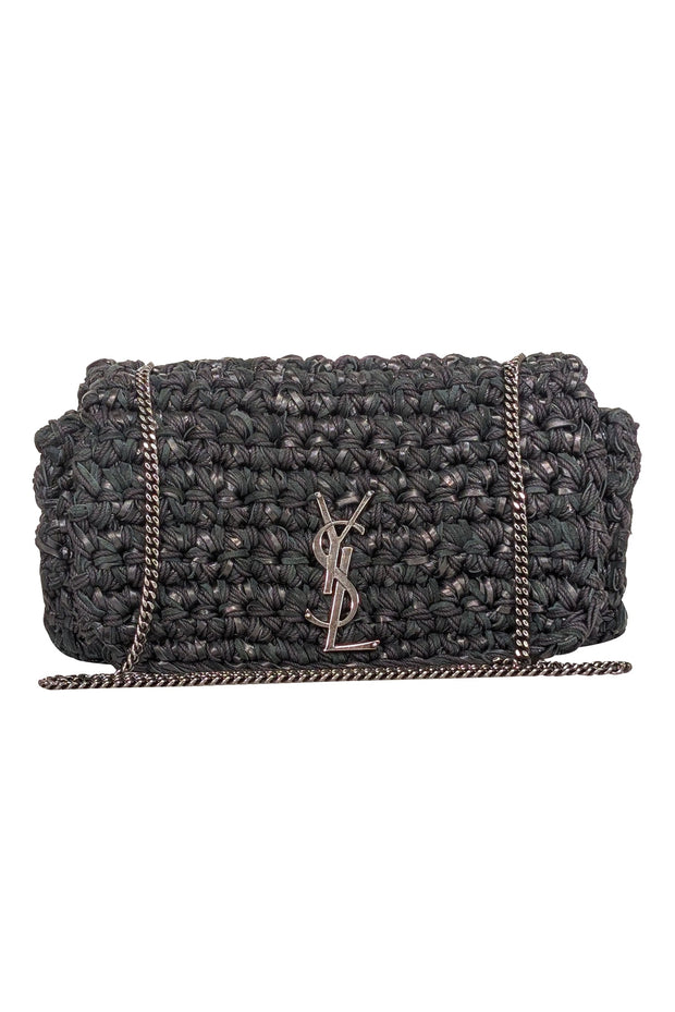 Current Boutique-Yves Saint Laurent - Black Raffia Medium "Kate" Crossbody Bag