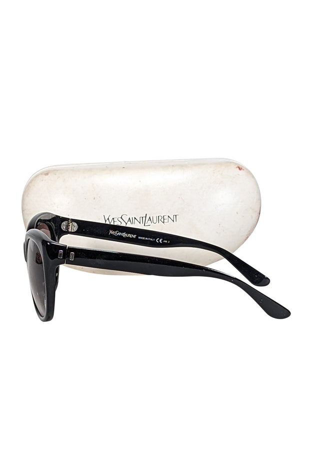 Current Boutique-Yves Saint Laurent - Black Rounded Large Sunglasses