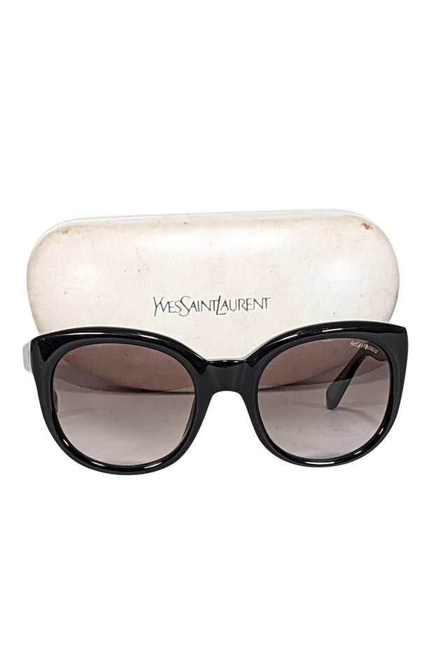 Current Boutique-Yves Saint Laurent - Black Rounded Large Sunglasses