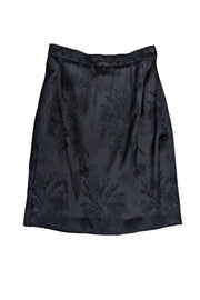 Current Boutique-Yves Saint Laurent - Black Satin Brocade Skirt Sz 6