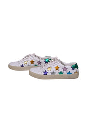 Current Boutique-Yves Saint Laurent - White & Multicolor Metallic Star Print Sneakers Sz 8