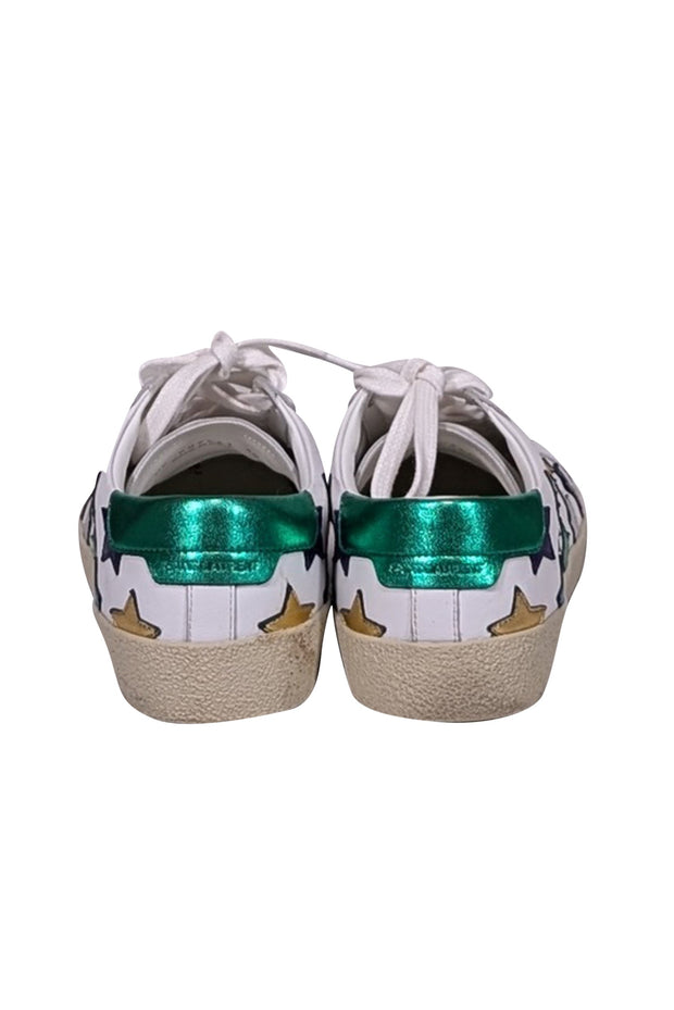 Current Boutique-Yves Saint Laurent - White & Multicolor Metallic Star Print Sneakers Sz 8