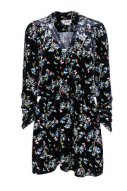 Current Boutique-Zadig & Voltaire - Black Butterfly Print Velvet Long Sleeve Dress Sz S