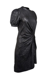 Current Boutique-Zadig & Voltaire - Black Crinkled Leather Puff Sleeve Mini Dress Sz XS