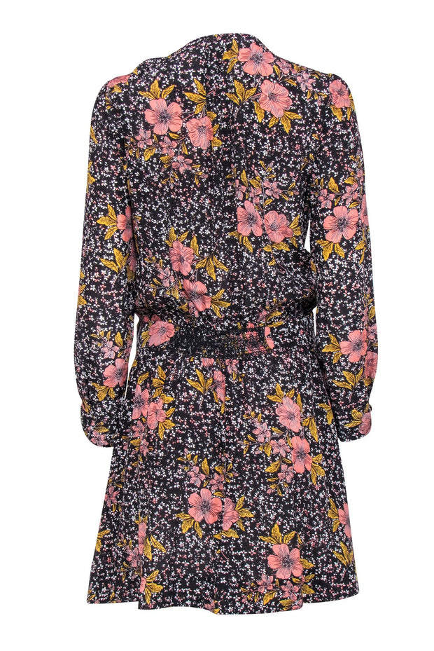 Current Boutique-Zadig & Voltaire - Black, Pink, & Mustard Floral Print Silk Dress Sz M