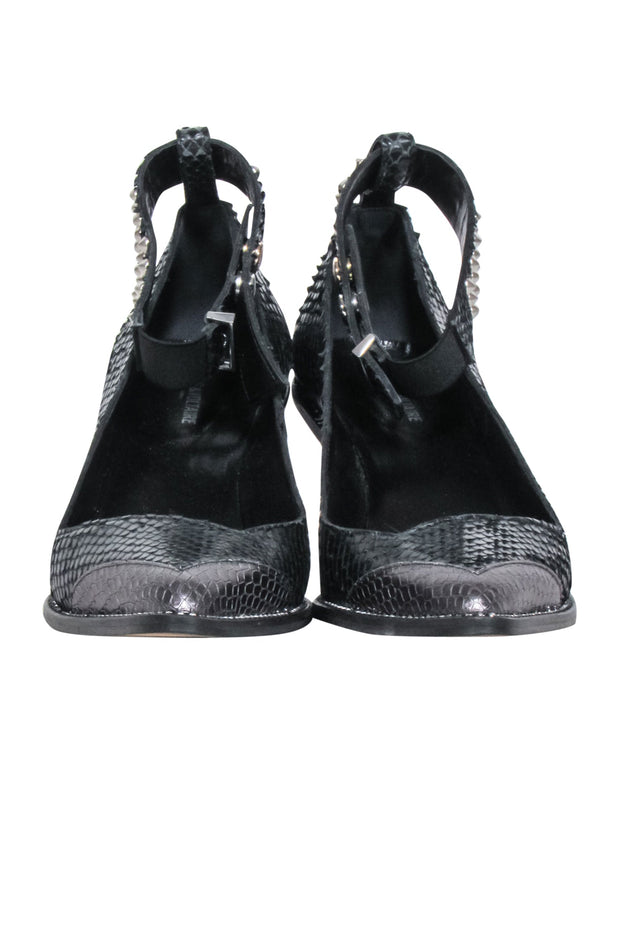 Current Boutique-Zadig & Voltaire - Black Reptile Texture Studded Detail Sz 9