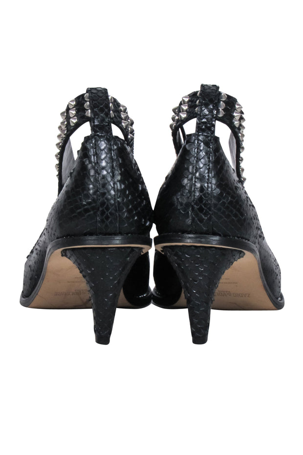 Current Boutique-Zadig & Voltaire - Black Reptile Texture Studded Detail Sz 9