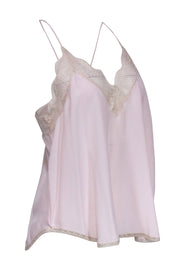 Current Boutique-Zadig & Voltaire - Blush Pink Slip Tank w/ Cream Lace Trim Sz M