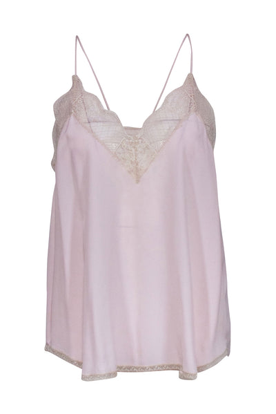 Current Boutique-Zadig & Voltaire - Blush Pink Slip Tank w/ Cream Lace Trim Sz M