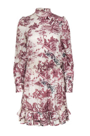 Current Boutique-Zadig & Voltaire - Cream & Maroon Toile Print Satin Dress Sz XS