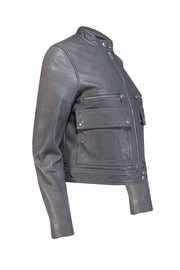 Current Boutique-Zadig & Voltaire - Grey Sheep Leather Moto Jacket Sz L