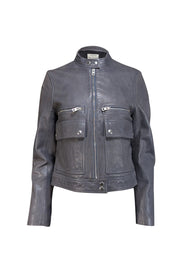 Current Boutique-Zadig & Voltaire - Grey Sheep Leather Moto Jacket Sz L