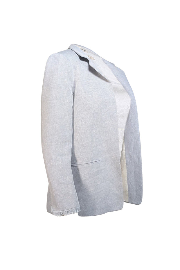 Current Boutique-Zadig & Voltaire - Light Blue Cotton & Linen Blend Open Front Blazer Sz XS