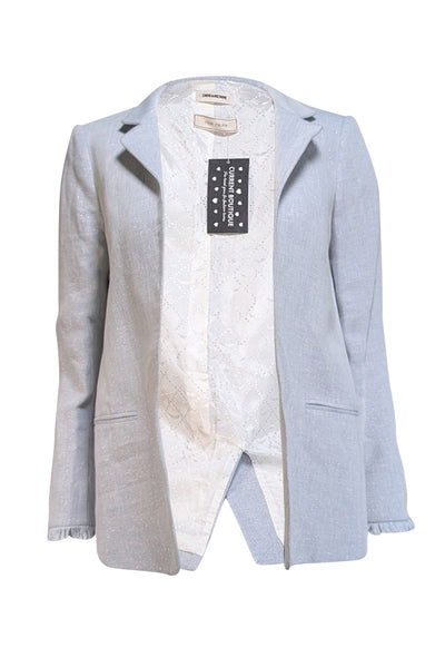 Current Boutique-Zadig & Voltaire - Light Blue Cotton & Linen Blend Open Front Blazer Sz XS