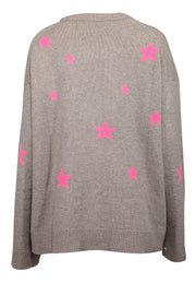 Current Boutique-Zadig & Voltaire - Light Brown & Pink Star Pattern Cashmere Sweater Sz M