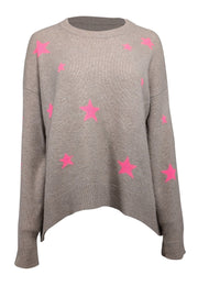 Current Boutique-Zadig & Voltaire - Light Brown & Pink Star Pattern Cashmere Sweater Sz M