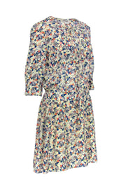 Current Boutique-Zadig & Voltaire - Pale Yellow & Blue Floral Skull Print Silk Dress Sz M